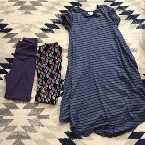 Lot of 3: Lularoe leggings and dress